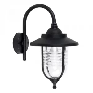 Image of Eyan IP44 Swan Neck Wall Lantern in Black