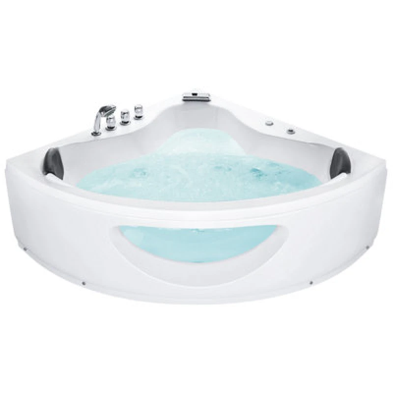 Image of Beliani Whirlpool Corner Bath With LED 2050 X 1460 mm White Tocoa