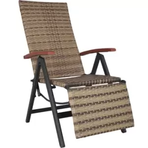 image of Tectake Reclining Garden Chair W/ Footrest - Brown