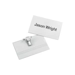 image of Office Name Badge Landscape with Combi Clip 54x90mm Pack of 25 936704