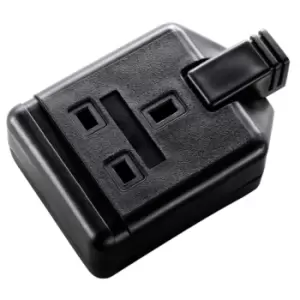 image of Masterplug 13A 1-Gang Trailing Socket ELS13B-01 Black Heavy Duty Plastic with Indicator - 222231