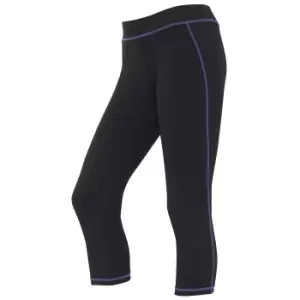 image of AWDis Just Cool Womens/Ladies Girlie Capri Sports Trousers (M) (Jet Black/Purple)