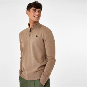 image of Jack Wills Funnel Neck Half Zip Jumper - Camel