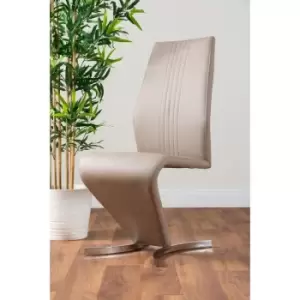 image of 2x Willow Cappuccino Grey Faux Leather Chrome 'z' Dining Chairs - Cappuccino