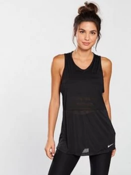 image of Nike Training Striped Loose Breathe Tank Top Black Size M Women