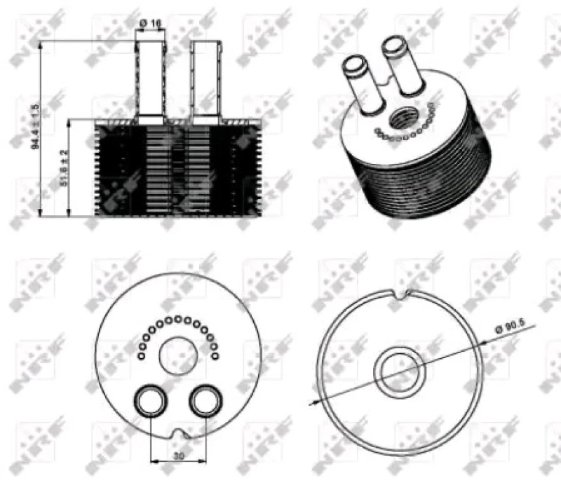 Image of NRF 31336 Oil Cooler EASY FIT with gaskets/seals Aluminium Oil Cooler,engine oil (469)