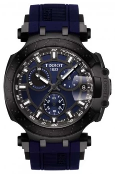 image of Tissot Mens T-Race Quartz Chrono Blue Strap Blue Dial Watch