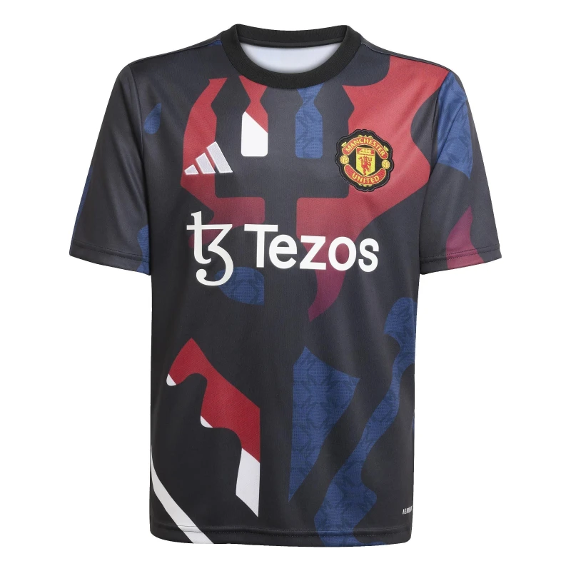 Image of adidas Manchester United Prematch Shirt 2024 2025 Juniors Licensed Short Sleeve T-Shirts 7-8 Years Black 37511603175