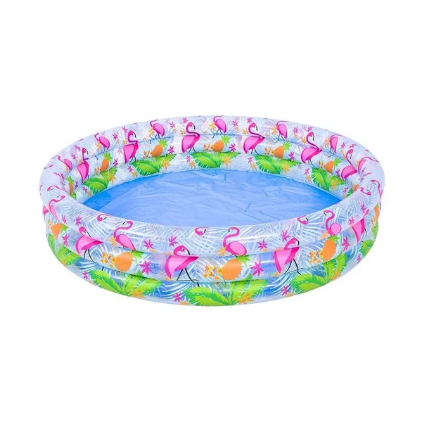 image of Samuel Alexander Kids Small Fun Flamingo Inflatable Three Ring Paddling Water Swimming Play Pool Multi