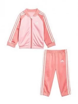 Image of adidas Unisex Infant I 3S Tracksuit Tricot - Pink/White, Size 12-18 Months, Women