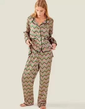 Image of Accessorize Womens Firenzo Zig Zag Stripe Pyjama Set Multi, Size: XS