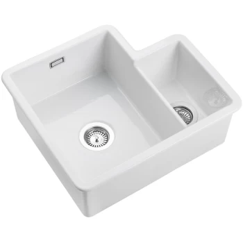 image of Rangemaster - Rustique Kitchen Sink Left Hand 1.3 Bowl Ceramic 90mm Strainer Waste