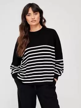 Image of HUGO Sintia Logo Back Knitted Jumper - Black, Size L, Women