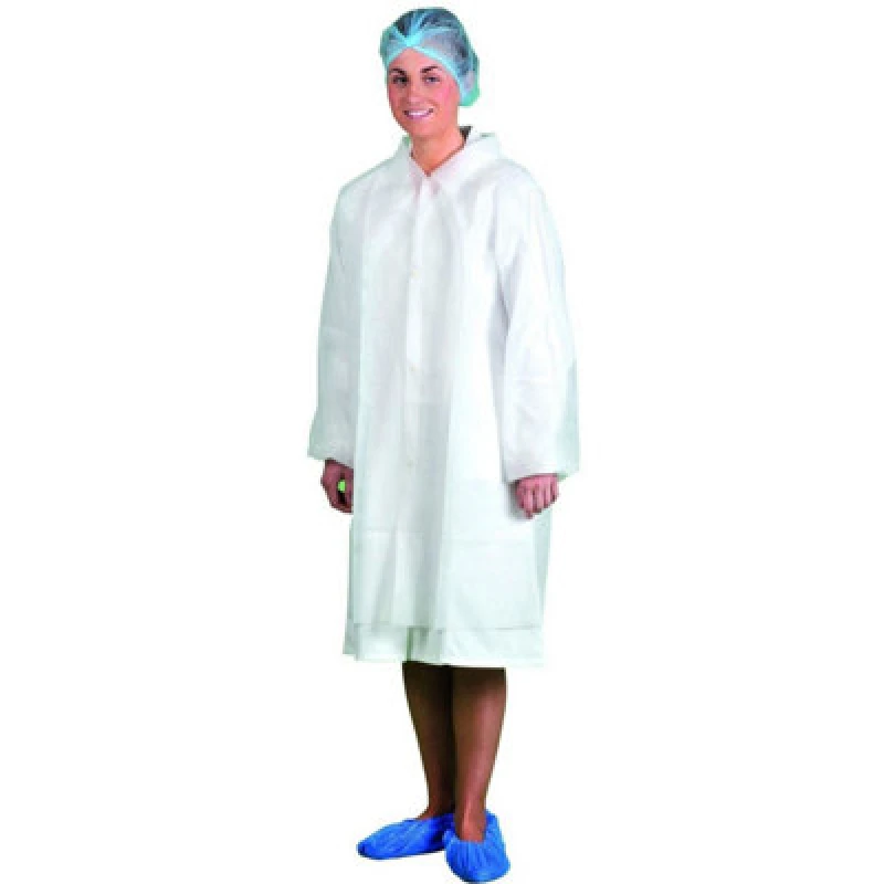 Image of Portwest PP Disposable Food Industry Visitors Coat D118WHRS Colour: White