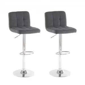 Neo Grey Fabric Bar Stools With Polished Chrome Legs Set Of Two