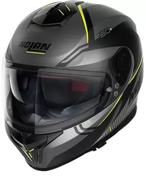 Image of Nolan N80-8 Astute N-Com Helmet, grey-yellow, Size 2XL, grey-yellow, Size 2XL