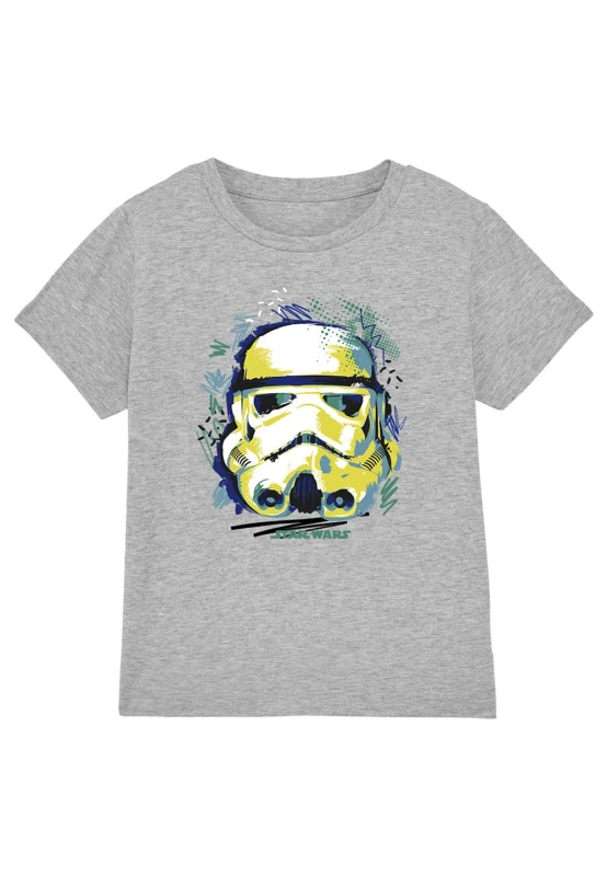 Image of Star Wars Sketch Trooper Boys T-Shirt Grey male