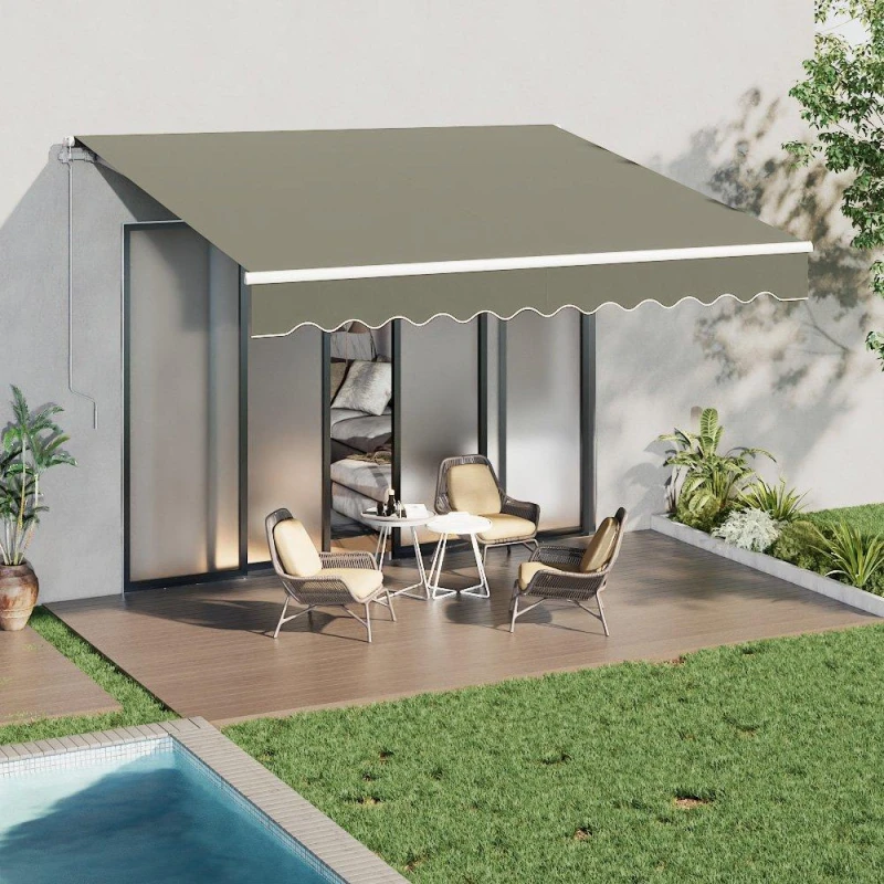 Image of Breeins 350cm Retractable Patio Door Fabric Awning Grey Grey unisex Large