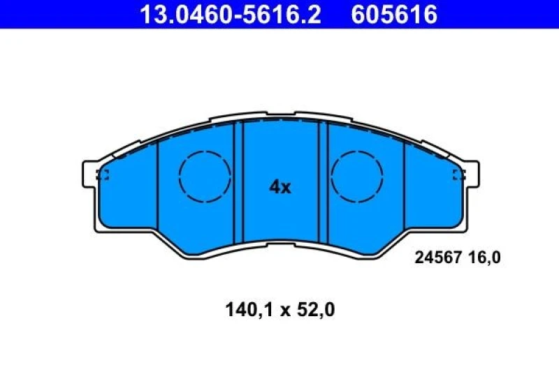 Image of ATE 13.0460-5616.2 Brake pad set excl. wear warning contact Brake Pad Set,disc brake (402)