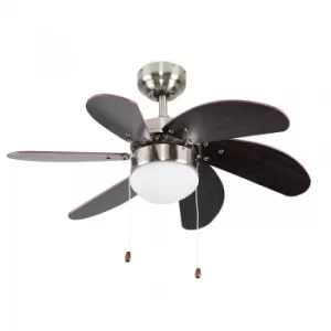 image of Typhoon 30 Ceiling Fan in Brushed Chrome with Wood Effect Blades