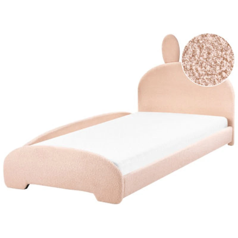 Image of Beliani Kids Bed Rabbit Boucle Perros 90 X 200 Cm (Eu Single) Beige