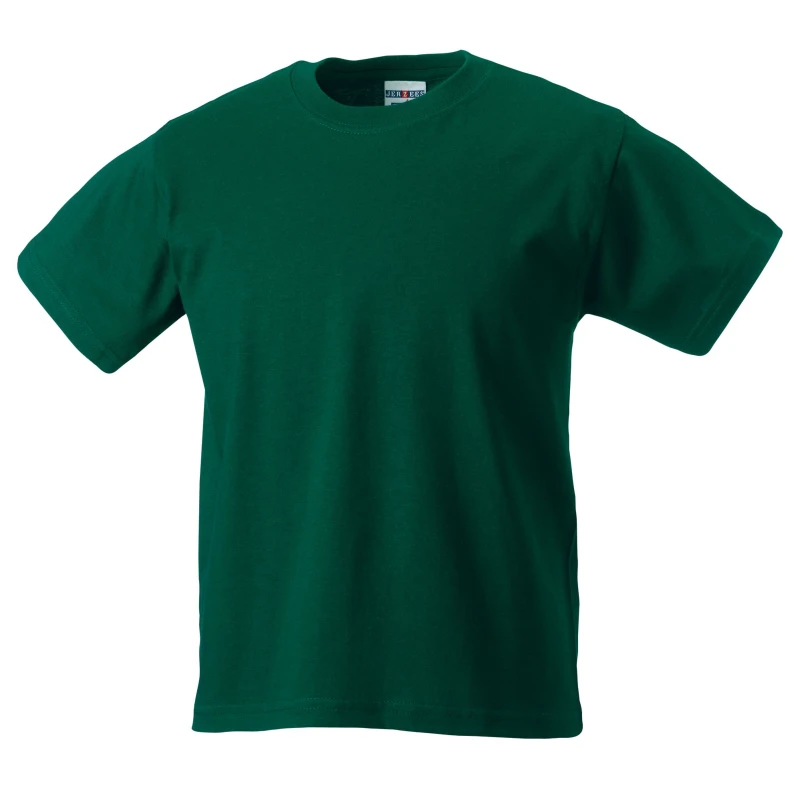 Image of Jerzees Schoolwear Jerzees Schoolgear Classic Plain T-Shirt Pack of 2 in Bottle Green Size: 11-12 Years Bottle Green Unisex 11-12 Years