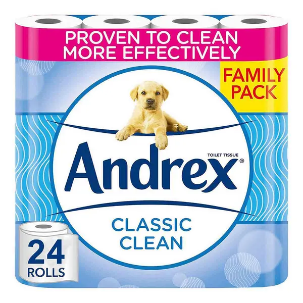 image of Andrex Classic Clean Fragrance Free 24 Toilet Rolls