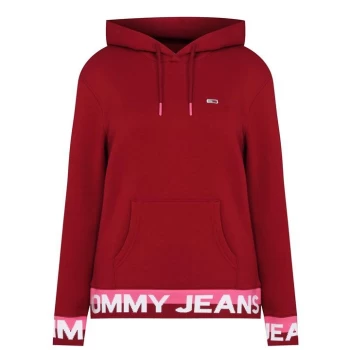 image of Tommy Jeans Logo Hem Over The Head Hoodie - Wine Red