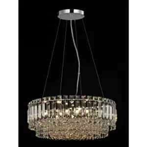 Image of Impex Alvery 9 Light Chrome Round Ceiling Clear Crystal