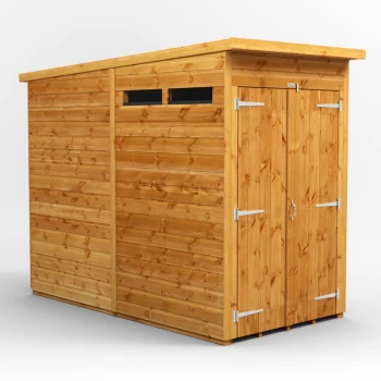 Image of 4x8 Power Apex Security Shed Double Doors - Brown