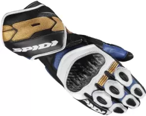Image of Spidi Carbo 7 Motorcycle Gloves, black-white-blue, Size 2XL, black-white-blue, Size 2XL