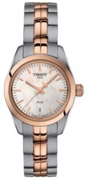 image of Tissot Ladies PR100 Two Tone Bracelet Mother Of Pearl Dial Watch