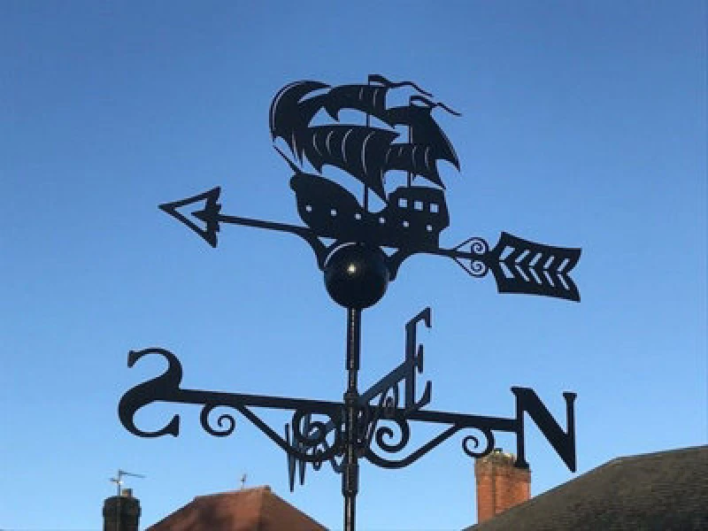 Image of Poppy Forge Galleon Weathervane - Steel - W65 X H88cm - Black