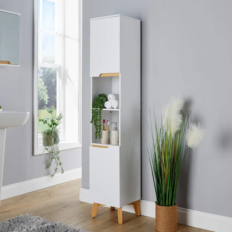 Image of Home Source Florence Bathroom Floor Cabinet 2 Doors Vanity Unit White