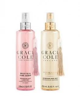 image of Grace Cole Grace Cole Signature Wild Fig & Pink Cedar and Nectarine Blossom & Grapefruit Hair & Body Mist Duo, One Colour, Women