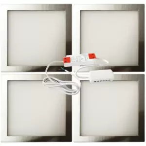 Image of 4x BRUSHED NICKEL Ultra-Slim Square Under Cabinet Kitchen Light & Driver Kit - Natural White LED
