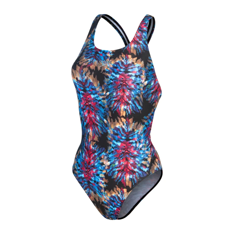 Image of Speedo Allover Digital Proback Swimsuit - Black/Pink Black female