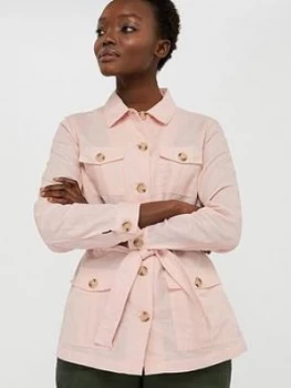 Image of Monsoon Sasha Organic Cotton Linen Jacket - Pink, Size S, Women