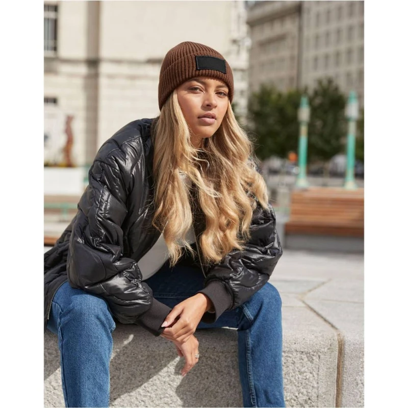 Image of Beechfield Mens Patch Beanie in Brown Brown Male One Size