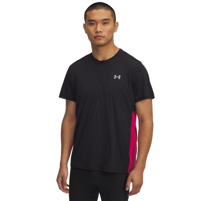 Image of Under Armour Mens Trail Run Zipped Short-Sleeve Performance Top Black male L