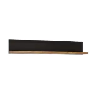 image of Havana Wall Shelf In Lefkas Oak Effect With Matte Black Fronts