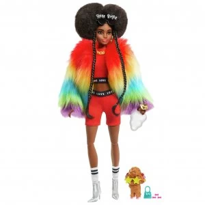Image of Barbie Extra Fluffy Rainbow Coat Doll