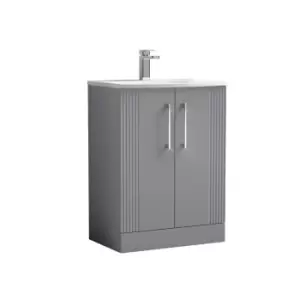 image of Nuie Deco 600mm Floor Standing 2 Door Vanity & Basin 4 - Satin Grey