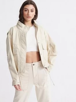 image of Superdry Bora Cropped Jacket - Beige, Size 16, Women