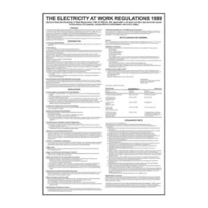 Image of Safety Poster Electricity AT Work Regulations - RPVC (400 x 600mm)