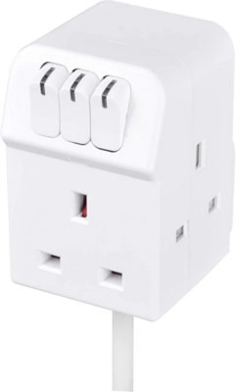 Image of Masterplug Three Socket Individually Switched Compact Extension Lead With 2M Cable