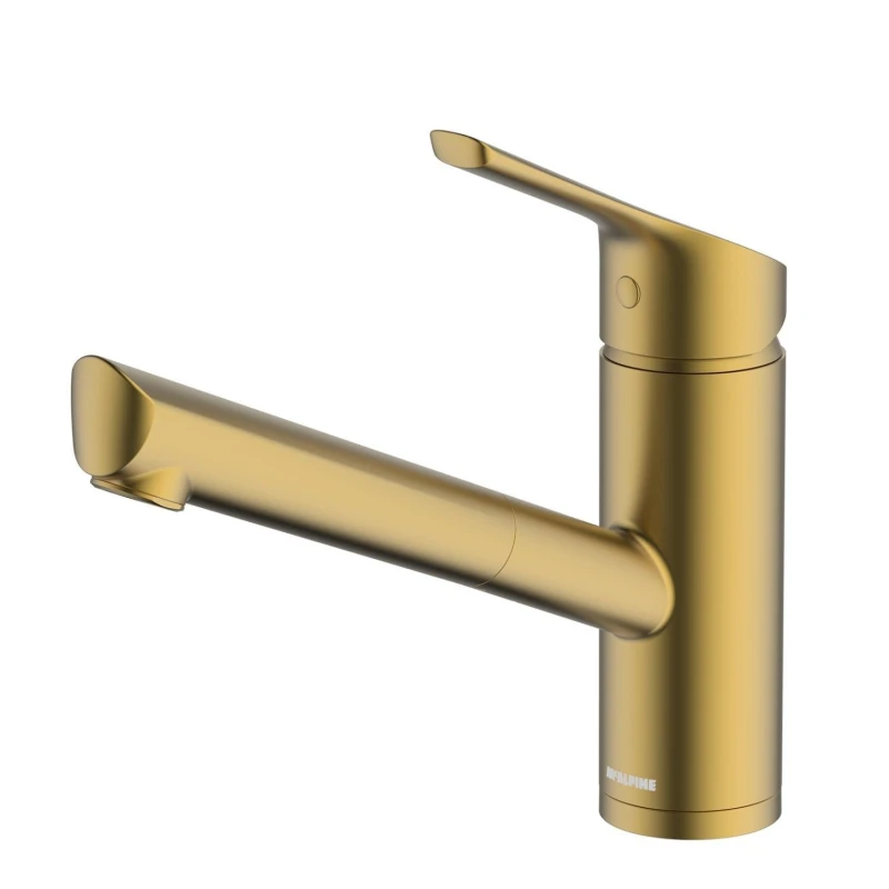 Image of McAlpine McAlpine Nethy Top Lever Pullout Kitchen Mixer Tap - Brushed Brass Bronze