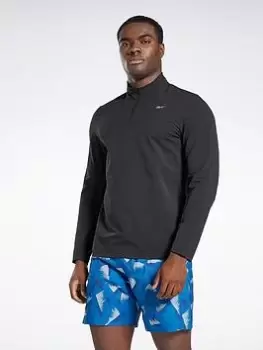 image of Reebok Performance Quarter-zip Sweatshirt, Black Size M Men