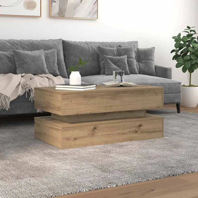 Image of VIDAXL Coffee Table with LED Lights Artisian Oak 90x50x40cm Vidaxl 8721158447067