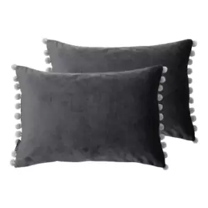 image of Paoletti Fiesta Twin Pack Polyester Filled Cushions Mink/Silver